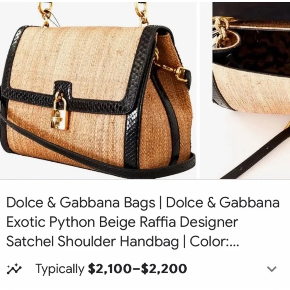 NWT Dolce & Gabbana raffia 30cm size with black π - Picture 10 of 12